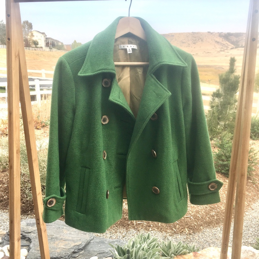 CAbi Style #659 Green Double Breasted Pea Coat
